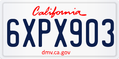 CA license plate 6XPX903