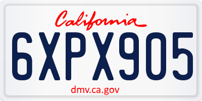CA license plate 6XPX905