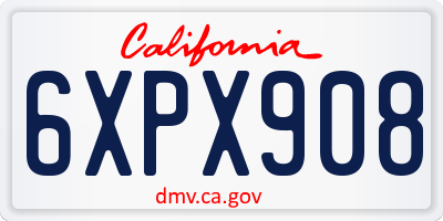 CA license plate 6XPX908