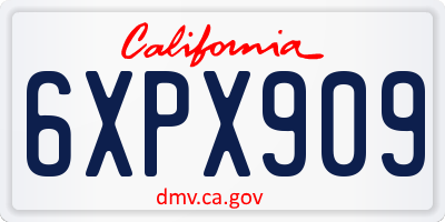 CA license plate 6XPX909