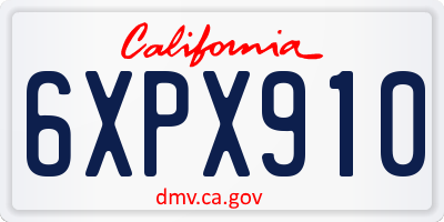 CA license plate 6XPX910