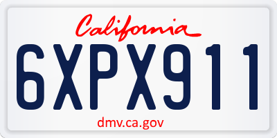 CA license plate 6XPX911