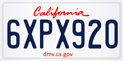 CA license plate 6XPX920