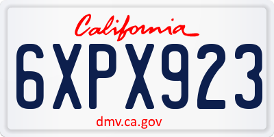 CA license plate 6XPX923