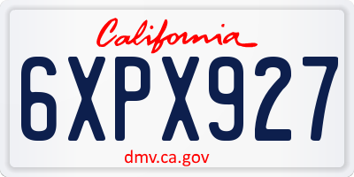 CA license plate 6XPX927
