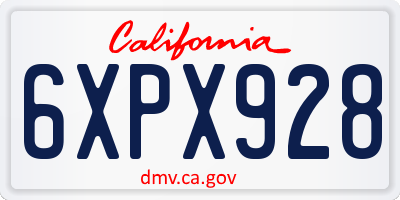 CA license plate 6XPX928