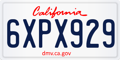 CA license plate 6XPX929