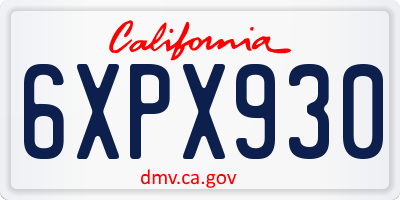 CA license plate 6XPX930