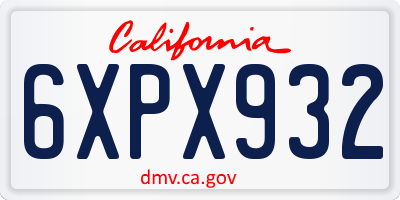 CA license plate 6XPX932