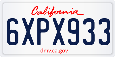 CA license plate 6XPX933
