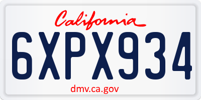 CA license plate 6XPX934