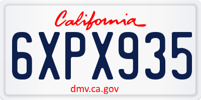 CA license plate 6XPX935