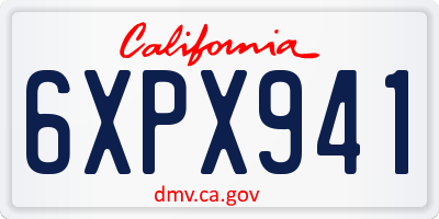 CA license plate 6XPX941