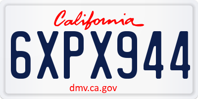 CA license plate 6XPX944