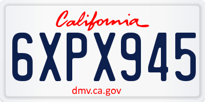CA license plate 6XPX945