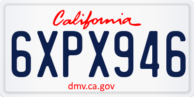 CA license plate 6XPX946
