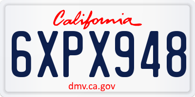 CA license plate 6XPX948