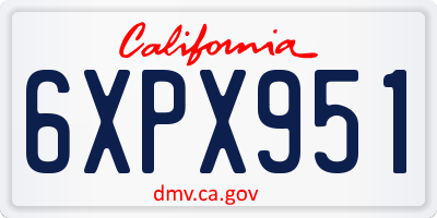 CA license plate 6XPX951