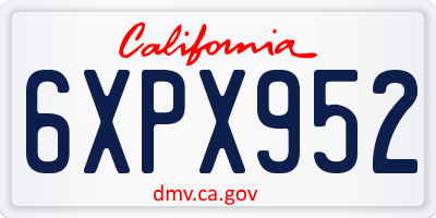 CA license plate 6XPX952