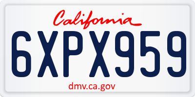 CA license plate 6XPX959