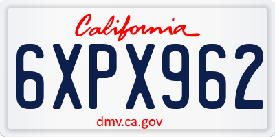 CA license plate 6XPX962