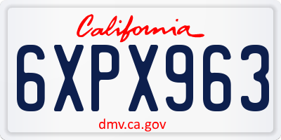 CA license plate 6XPX963