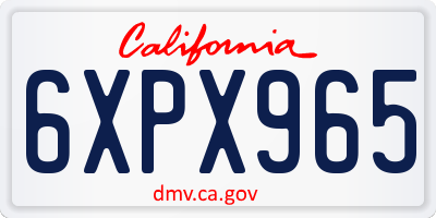 CA license plate 6XPX965