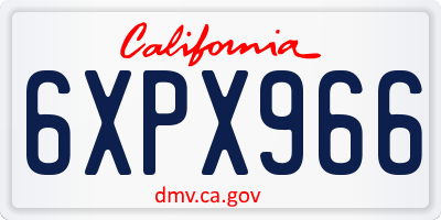 CA license plate 6XPX966