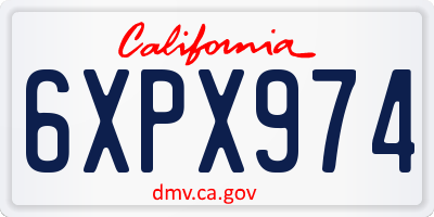 CA license plate 6XPX974
