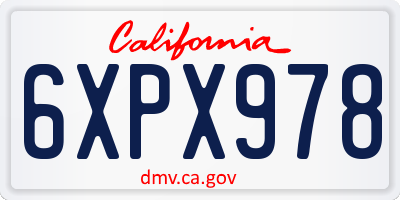 CA license plate 6XPX978