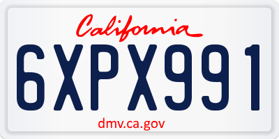 CA license plate 6XPX991