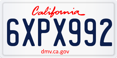 CA license plate 6XPX992