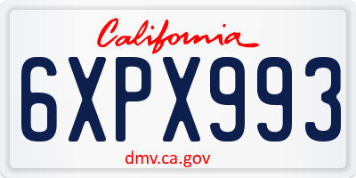 CA license plate 6XPX993