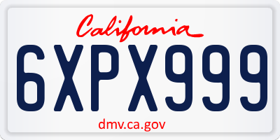 CA license plate 6XPX999