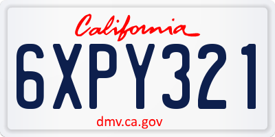 CA license plate 6XPY321