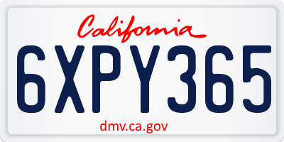 CA license plate 6XPY365