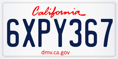 CA license plate 6XPY367