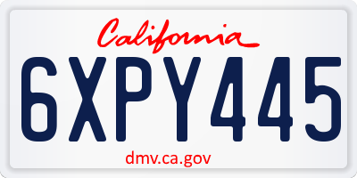 CA license plate 6XPY445