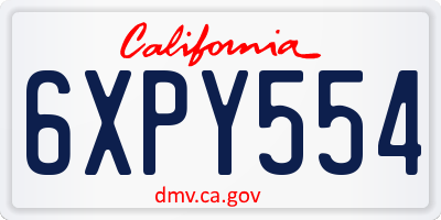 CA license plate 6XPY554