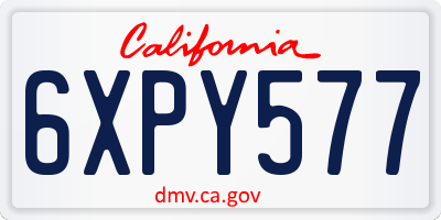 CA license plate 6XPY577