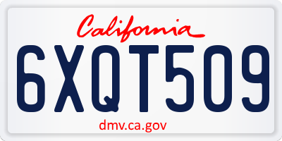 CA license plate 6XQT509