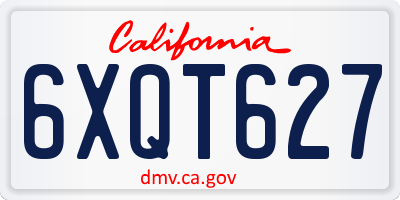 CA license plate 6XQT627