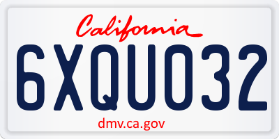 CA license plate 6XQU032