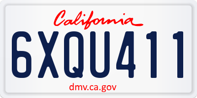 CA license plate 6XQU411