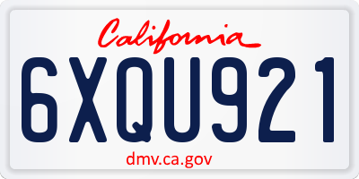 CA license plate 6XQU921