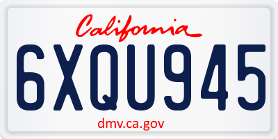 CA license plate 6XQU945