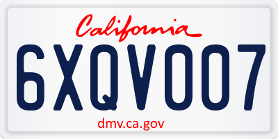 CA license plate 6XQV007