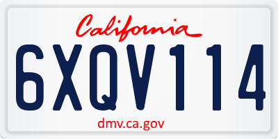 CA license plate 6XQV114