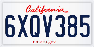 CA license plate 6XQV385