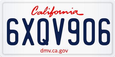 CA license plate 6XQV906